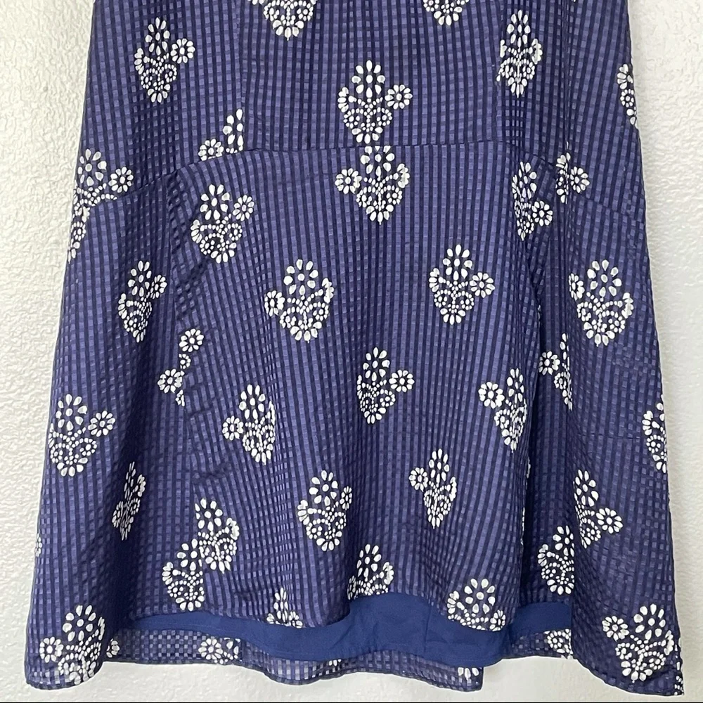 Madewell Silk/Cotton Blue/Purple Flowerstamp Sheath Dress Size XS